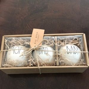 Rae Dunn Baby Mom Dad ornament set Christmas